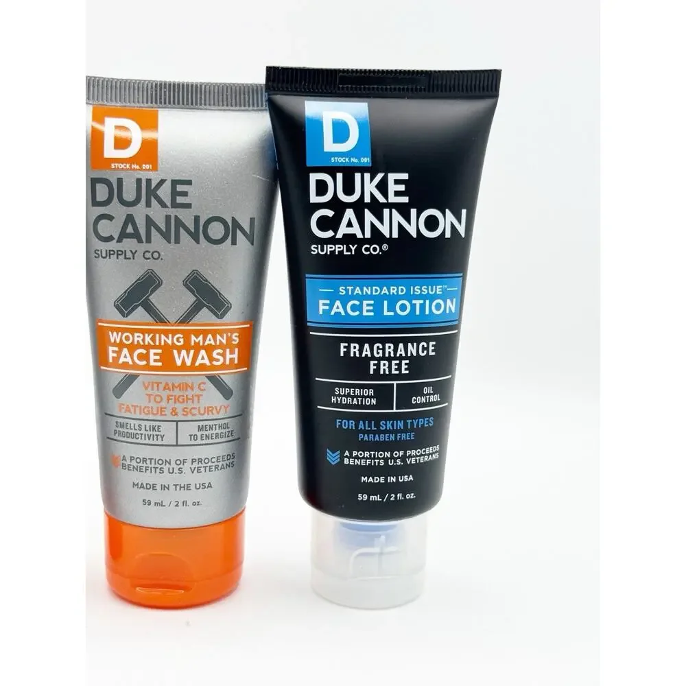 Duke Cannon Lot 5 Working Man's Face Wash & Standard Issue Lotion 2 oz USA New